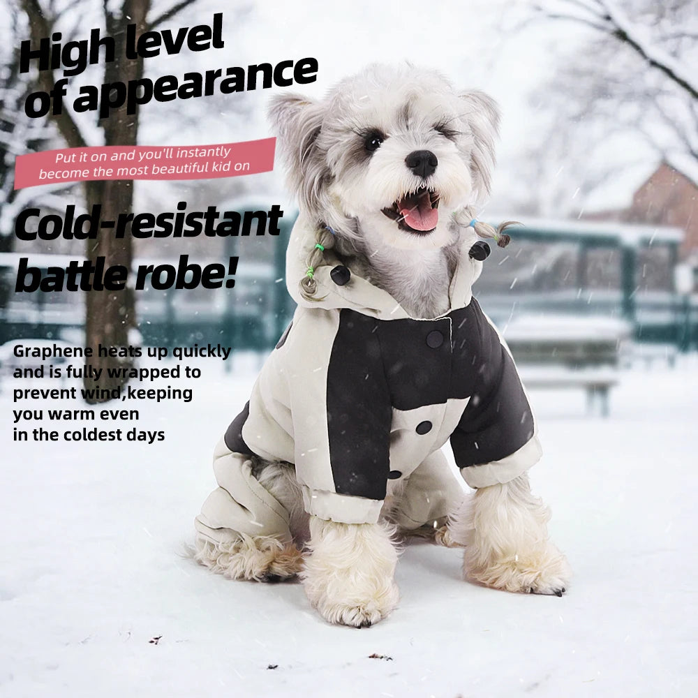 Dog Coat,4 Legs Covered Waterproof Windproof Reflective Jacket with Leash Hole,Hooded Warm Pet Jacket