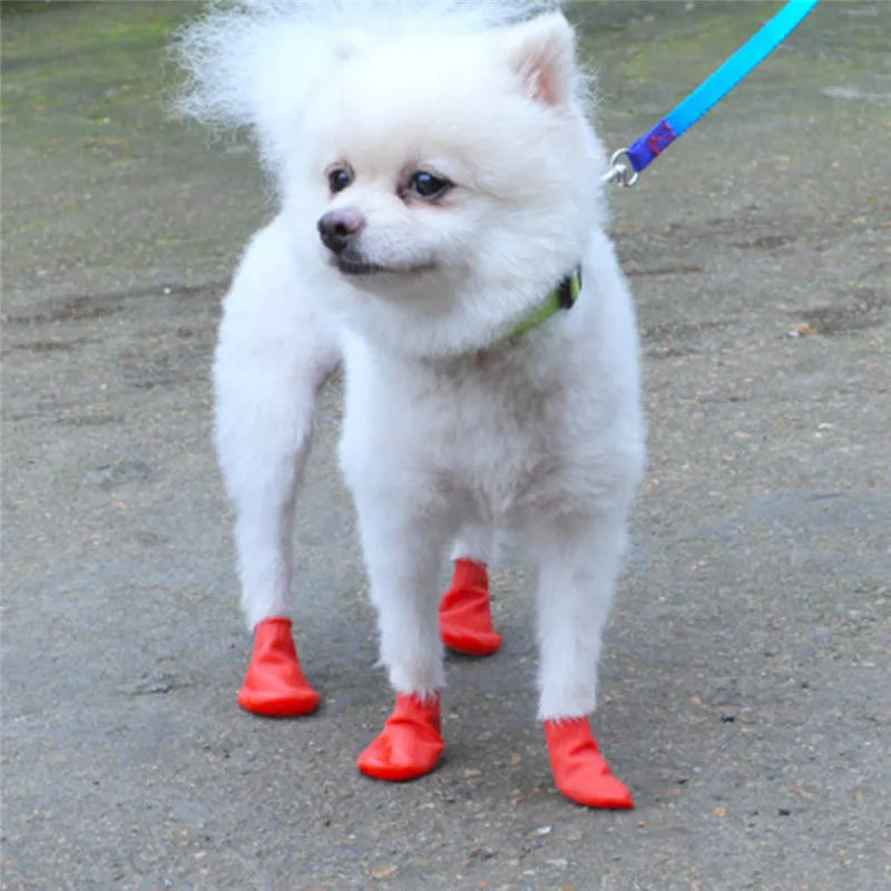 4Pcs Pet WaterProof Rain Shoes Anti-slip Rubber Boot for dog Cat Rain Shoes Socks For Small Medium Large Dogs Pet Supplies