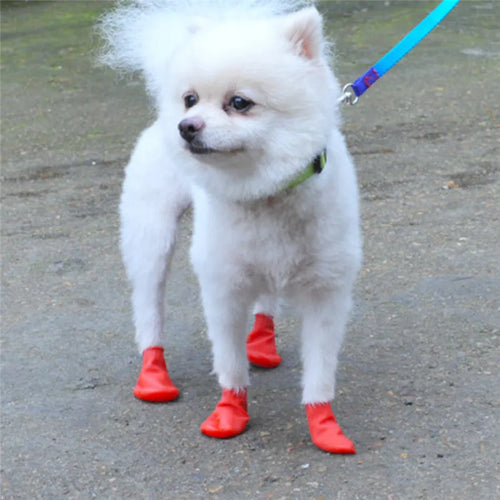 4Pcs Pet WaterProof Rain Shoes Anti-slip Rubber Boot for dog Cat Rain Shoes Socks For Small Medium Large Dogs Pet Supplies