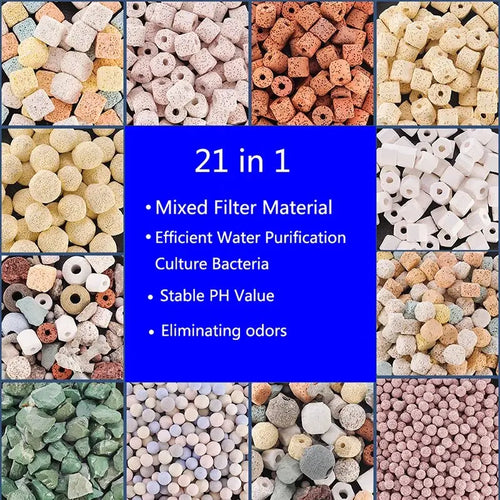 21 Types Aquarium Bio Balls Biochemical Ball Filter Media for Aquarium Filter Accessories for Fish Tank Hot Sale 250g 500g 1000g